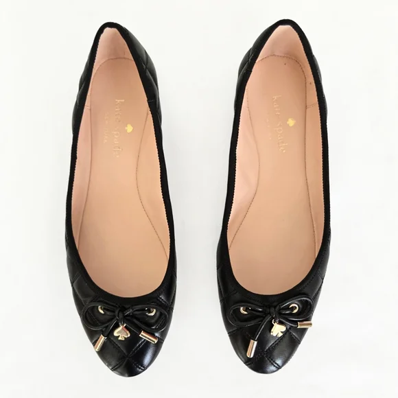 Kate Spade Black Leather Quilted Flats - Picture 2 of 13